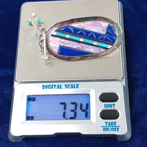 Vintage Native American Multi Stone On Sterling Silver Dangle Earrings Post - Picture 14 of 16